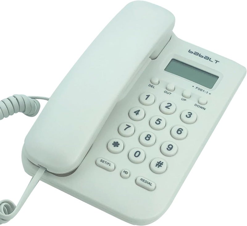 TelPal Corded Basic Landline Phone, FSK/DTMF Simple Caller ID Telephone with LCD Incoming Call Number Display, Small Desk/Wall Mountable Analog Phone for Home Office (White) - Image 1